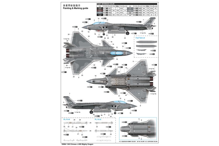 1:48 Trumpeter 05864 Chengdu J-20S Mighty Dragon - Chinese Straaljager - Tru05864 4 - TRU05864
