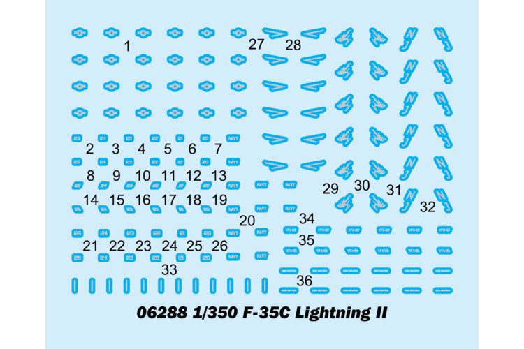 1:350 Trumpeter 06288 Lockheed Martin F-35C Lightning II &ndash; 6 Pieces &ndash; American Jet Fighter - Tru06288 2 - TRU06288