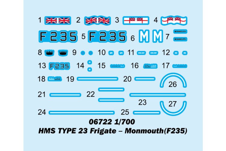 1:700 Trumpeter 06722 HMS Monmouth F235 - Type 23-klasse - Brits Fregat - Tru06722 3 - TRU06722