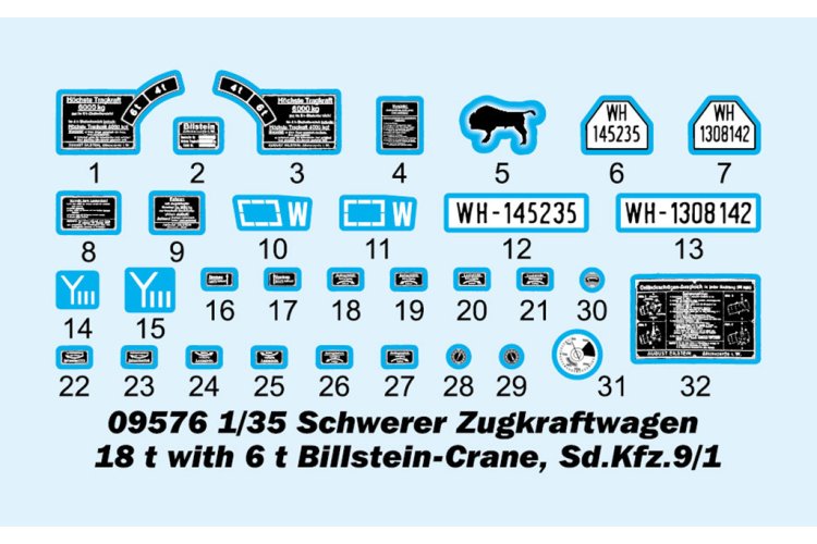 1:35 Trumpeter 09576 Heavy Half-Track 18t Sd.Kfz.9/1 with 6 Ton Bilstein Crane - Tru09576 3 - TRU09576