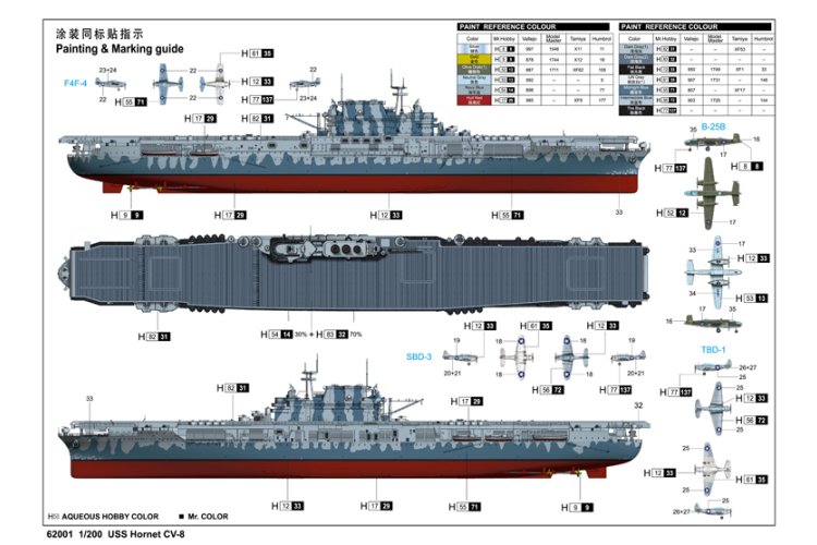 1:200 I Love Kit 62001 USS Hornet CV-8 WWII - Yorktown-klasse - Amerikaans Vliegdekschip - Truilo62001 4 - TRUILO62001
