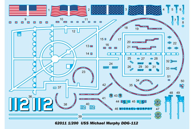 1:200 I Love Kit 62011 USS Michael Murphy DDG-112 - Arleigh Burke-klasse - Amerikaanse Torpedobootjager - Truilo62011 3 - TRUILO62011