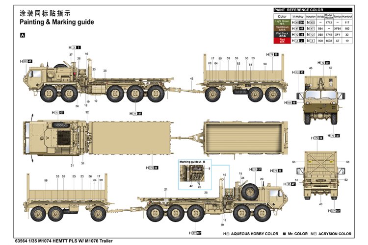 1:35 I Love Kit 63564 M1074 HEMTT PLS met M1076 Trailer - Amerikaanse Militaire Vrachtwagen - Truilo63564 5 - TRUILO63564