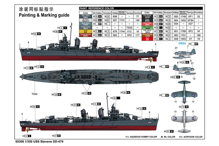 1:350 I Love Kit 65308 USS Stevens DD-479 - Fletcher-klasse - Amerikaanse Torpedobootjager - Truilo65308 4 - TRUILO65308