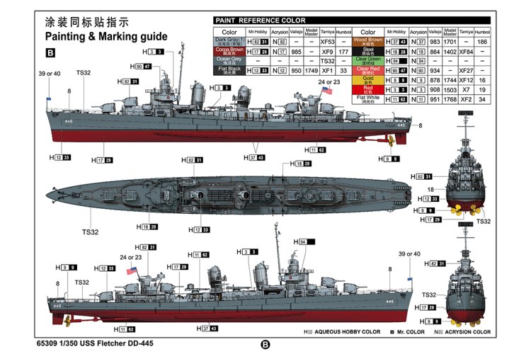1:200 I Love Kit 65309 USS Fletcher DD-445 &ndash; Fletcher-Class Destroyer - Truilo65309 5 - TRUILO65309