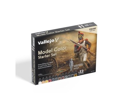 Vallejo 70266 Model Color - Starter Set Kleurenset met 1 Exclusieve Miniatuur en 1 Penseel - Acryl Set 12x18 ml - Val70266 1 - VAL70266