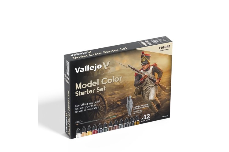 Vallejo 70266 Model Color - Starter Set Kleurenset met 1 Exclusieve Miniatuur en 1 Penseel - Acryl Set 12x18 ml - Val70266 1 - VAL70266