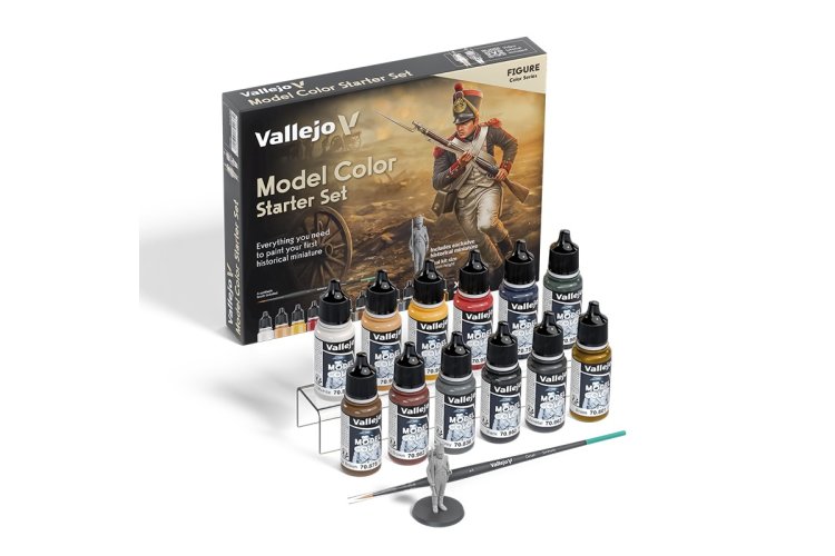 Vallejo 70266 Model Color - Starter Set Kleurenset met 1 Exclusieve Miniatuur en 1 Penseel - Acryl Set 12x18 ml - Val70266 3 - VAL70266