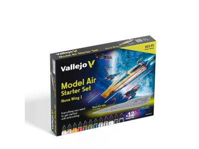 Vallejo 71647 Model Air - Starter Set Kleurenset met 1 Exclusieve Miniatuur - Acryl Set 12x18 ml - Val71647 1 - VAL71647