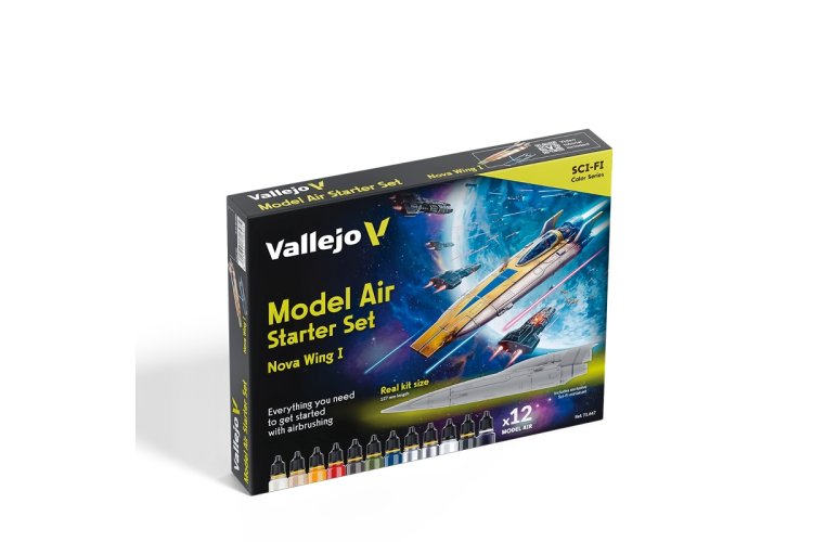 Vallejo 71647 Model Air - Starter Set Kleurenset met 1 Exclusieve Miniatuur - Acryl Set 12x18 ml - Val71647 1 - VAL71647