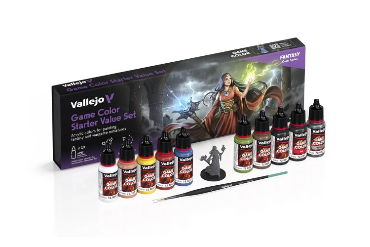 Vallejo 72215 Game Color - Starter Value Set incl. 1 Miniatuur - 1 Penseel - Acryl Set - 10x18ml - Val72215 xs 1x - VAL72215-XS
