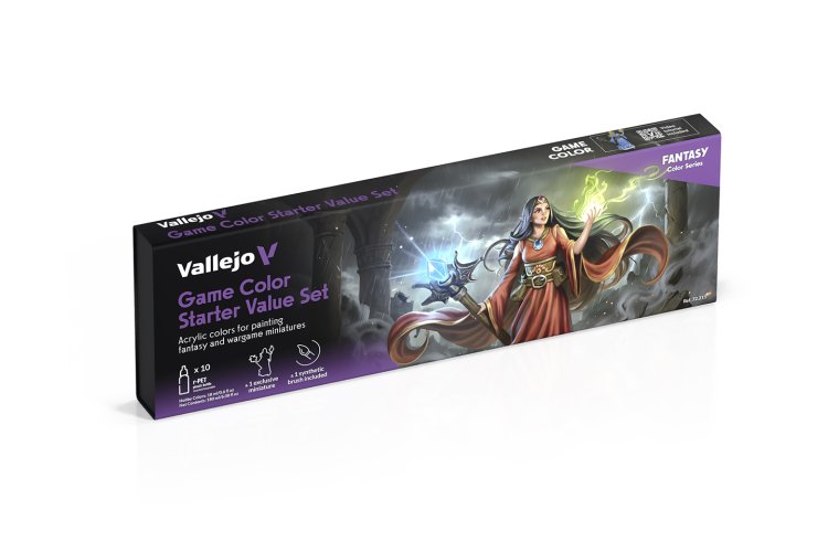 Vallejo 72215 Game Color - Starter Value Set incl. 1 Miniatuur - 1 Penseel - Acryl Set - 10x18ml - Val72215 xs 6x - VAL72215-XS