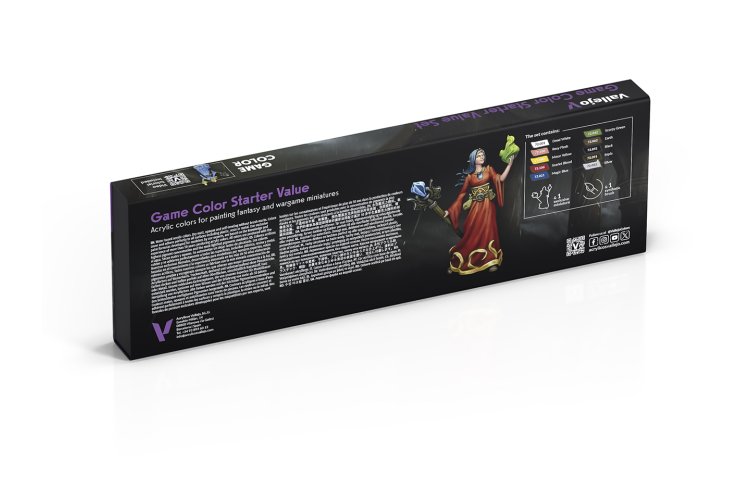 Vallejo 72215 Game Color - Starter Value Set incl. 1 Miniatuur - 1 Penseel - Acryl Set - 10x18ml - Val72215 xs 7x - VAL72215-XS