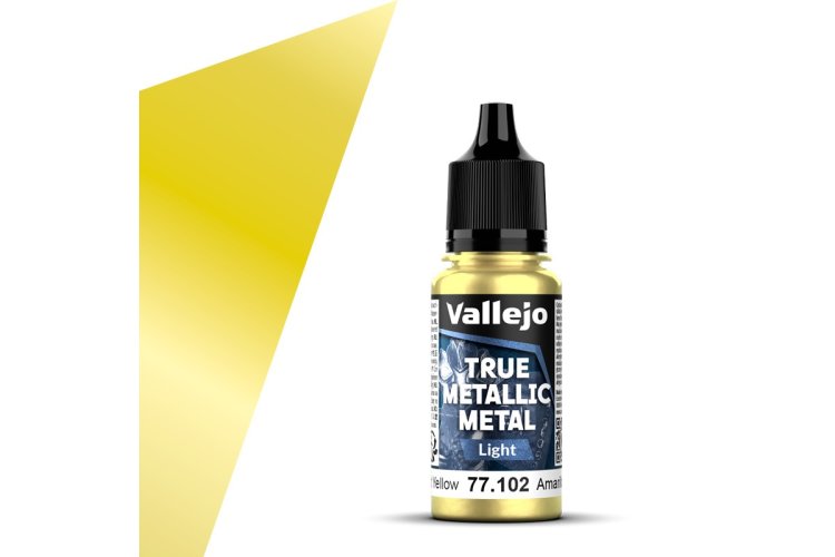 Vallejo 77102 True Metallic Metal - Light - Stralend Geel - Acryl - 18ml - Val77102 xs 1x - VAL77102-XS
