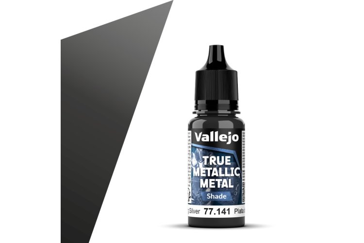 Vallejo 77141 True Metallic Metal - Shade - Sterling Silver - Acrylic - 18ml - Val77141 xs 1x - VAL77141-XS