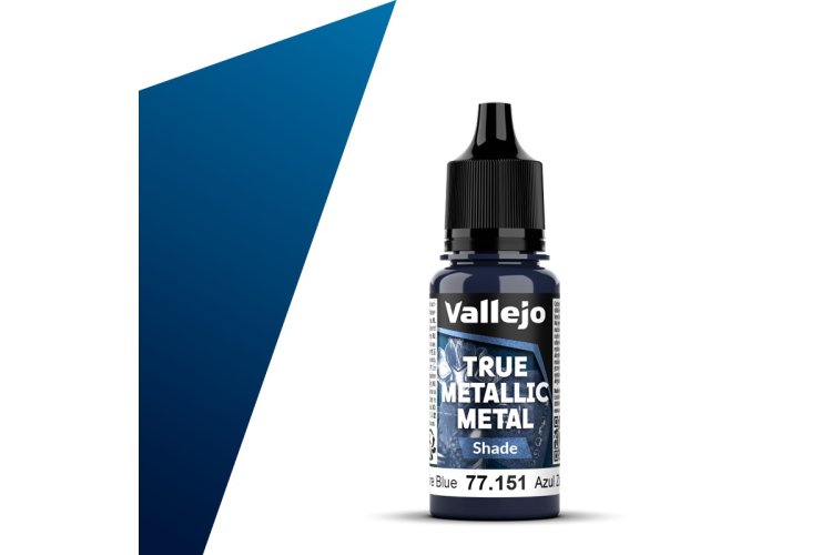 Vallejo 77151 True Metallic Metal - Shade - Saffier Blauw - Acryl - 18ml - Val77151 xs 1x - VAL77151-XS