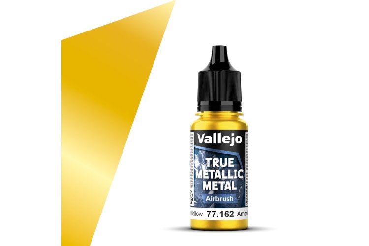 Vallejo 77162 True Metallic Metal - Airbrush - Radiant Yellow - Acrylic - 18ml - Val77162 xs 1x - VAL77162-XS