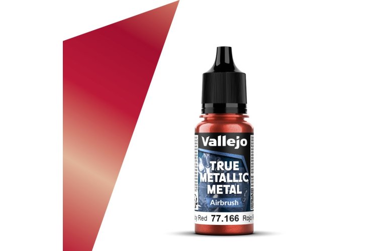 Vallejo 77166 True Metallic Metal - Airbrush - Ruby Red - Acrylic - 18ml - Val77166 xs 1x - VAL77166-XS