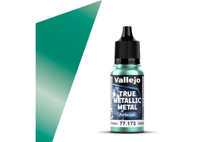 Vallejo 77173 True Metallic Metal - Airbrush - Beetle Green - Acrylic - 18ml - Val77173 xs 1x - VAL77173-XS
