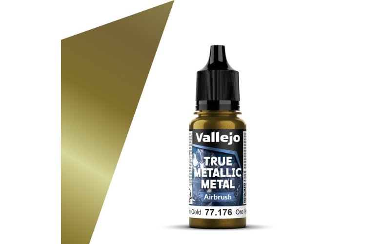 Vallejo 77176 True Metallic Metal - Airbrush - Greenish Gold - Acrylic - 18ml - Val77176 xs 1x - VAL77176-XS