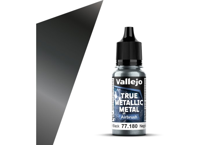 Vallejo 77180 True Metallic Metal - Airbrush - Obsidian Black - Acrylic - 18ml - Val77180 xs 1x - VAL77180-XS