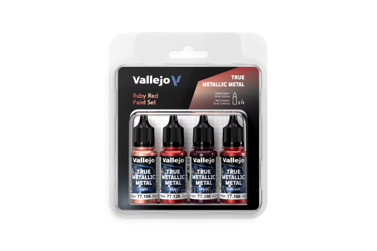 Vallejo 77254 True Metallic Metal - Robijn Rood Kleurenset - Acryl Set - 4x18ml - Val77254 xs 1 - VAL77254-XS