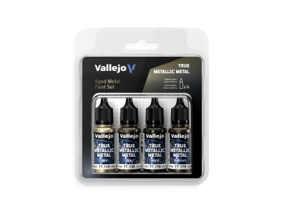 Vallejo 77258 True Metallic Metal - Verouderd Metaal Kleurenset - Acryl Set - 4x18ml - Val77258 xs 1 - VAL77258-XS