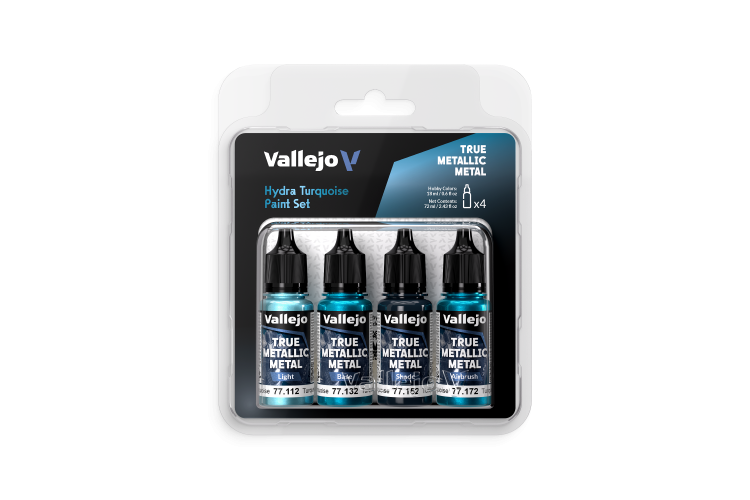Vallejo 77264 True Metallic Metal &ndash; Hydra Turquoise &ndash; Acrylic Set 4x18ml - Val77264 xs 1 - VAL77264-XS