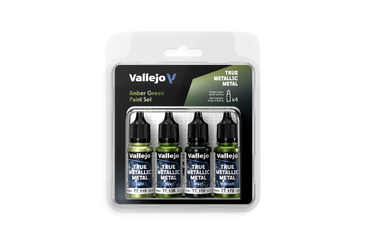 Vallejo 77266 True Metallic Metal &ndash; Amber Green &ndash; Acrylic Set 4x18ml - Val77266 xs 1 - VAL77266-XS