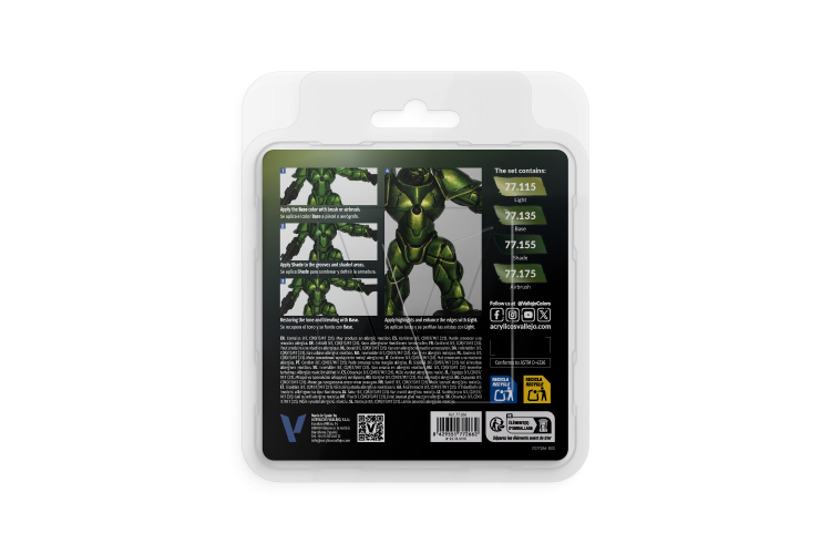 Vallejo 77266 True Metallic Metal &ndash; Amber Green &ndash; Acrylic Set 4x18ml - Val77266 xs 2 - VAL77266-XS