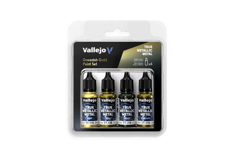 Vallejo 77267 True Metallic Metal &ndash; Greenish Gold &ndash; Acrylic Set 4x18ml - Val77267 xs 1 - VAL77267-XS