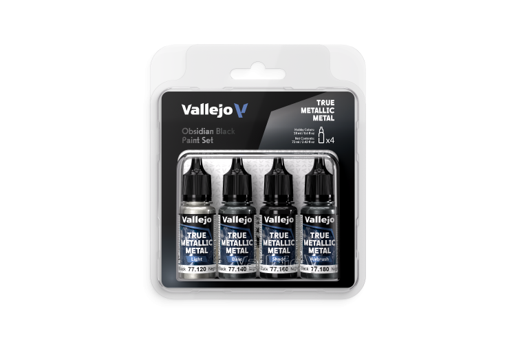 Vallejo 77270 True Metallic Metal &ndash; Obsidian Black &ndash; Acrylic Set 4x18ml - Val77270 xs 1 - VAL77270-XS