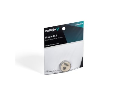 Vallejo 90017 Reserveset Nozzle + Nozzle Cap 0,3 mm voor Innovator, Profinish & EasyAir Airbrush - Val90017 xs 1x - VAL90017-XS