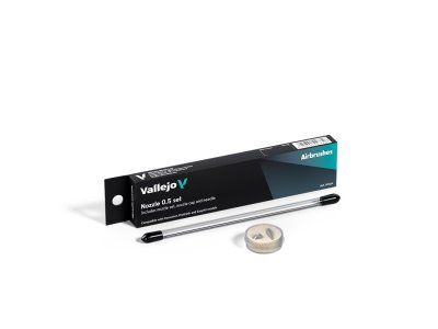Vallejo 90024 Complete Nozzle Set 0,5 mm voor Innovator, Profinish & EasyAir Airbrush - Naald, Nozzle en Nozzle Cap - Val90024 xs 1x - VAL90024-XS