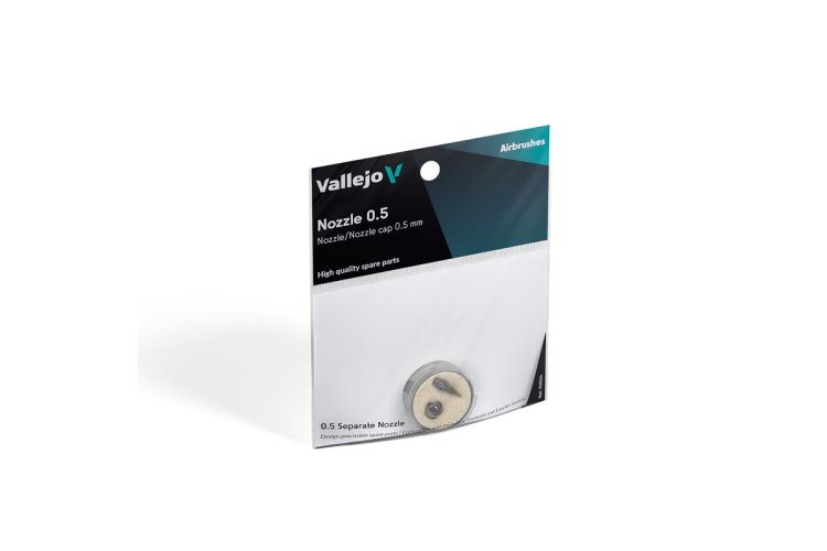 Vallejo 90026 Reserveset Nozzle + Nozzle Cap 0,5 mm voor Innovator, Profinish & EasyAir Airbrush - Val90026 xs 1x - VAL90026-XS
