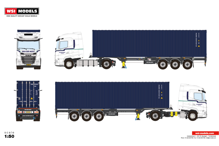 1:50 WSI Models - Van der Most - DAF XG - Trailer & 40FT Container - Wsi daf nw van der most xg 1 - WSIVDMDAF
