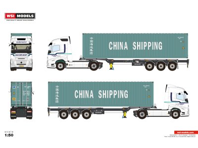 1:50 WSI Models - Van der Most - Volvo FH Aero Globetrotter 4x2 & 3-assige Trailer met 40FT Container - Wsivdmvol 1 - WSIVDMVOL