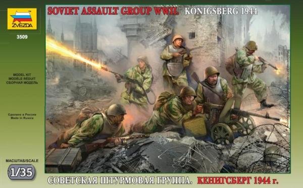 1:35 Zvezda 3509 Sovjet Aanvalsgroep - K&ouml;nigsberg 1944 - 8 Figuren - Zvz3509 1 - ZVZ3509