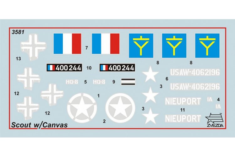 1:35 Zvezda 3581 WWII M-3 Armored Scout Car - with Canvas - Zvz3581 dekal - ZVZ3581