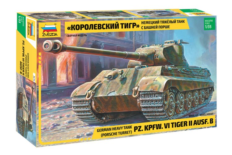 1:35 Zvezda 3616 Pz. Kpfw. VI Tiger II Ausf. B (Porsche Turret) - German Heavy Tank - Zvz3616 1 - ZVZ3616