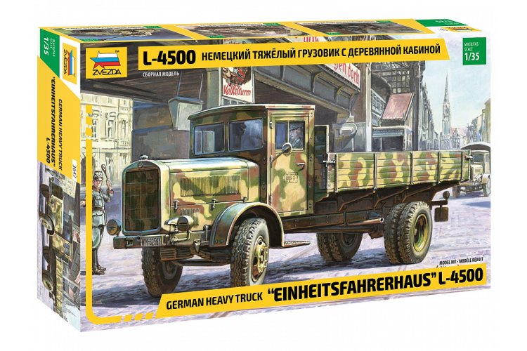 1:35 Zvezda 3647 Duitse Einheitsfahrerhaus - Mercedes Benz L-4500 - Militaire Vrachtwagen - Zvz3647 1 - ZVZ3647