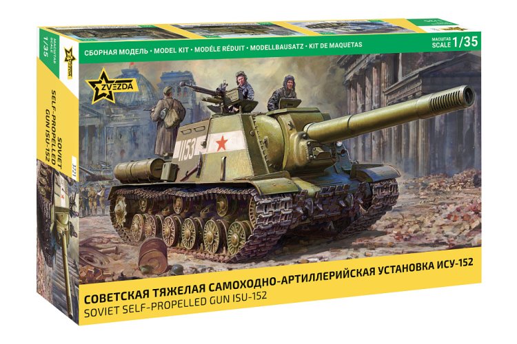 1:35 Zvezda 3721 ISU-152 - Sovjet Zelfrijdend Kanon WWII - Russische Tankjager - Zvz3721 1 - ZVZ3721