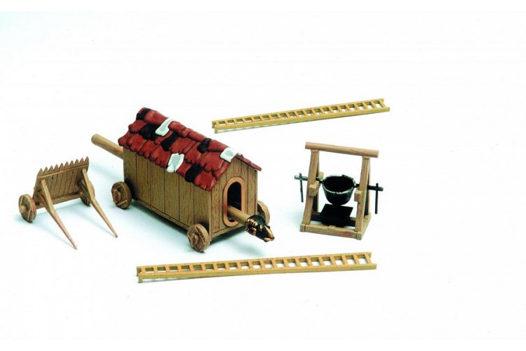 1:72 Zvezda 8015 Belegeringsmachines Set NR.2 - Stormram, Ketel, Strijdwagens, Schild en Ladder &ndash; Diorama - Zvz8015 2 - ZVZ8015